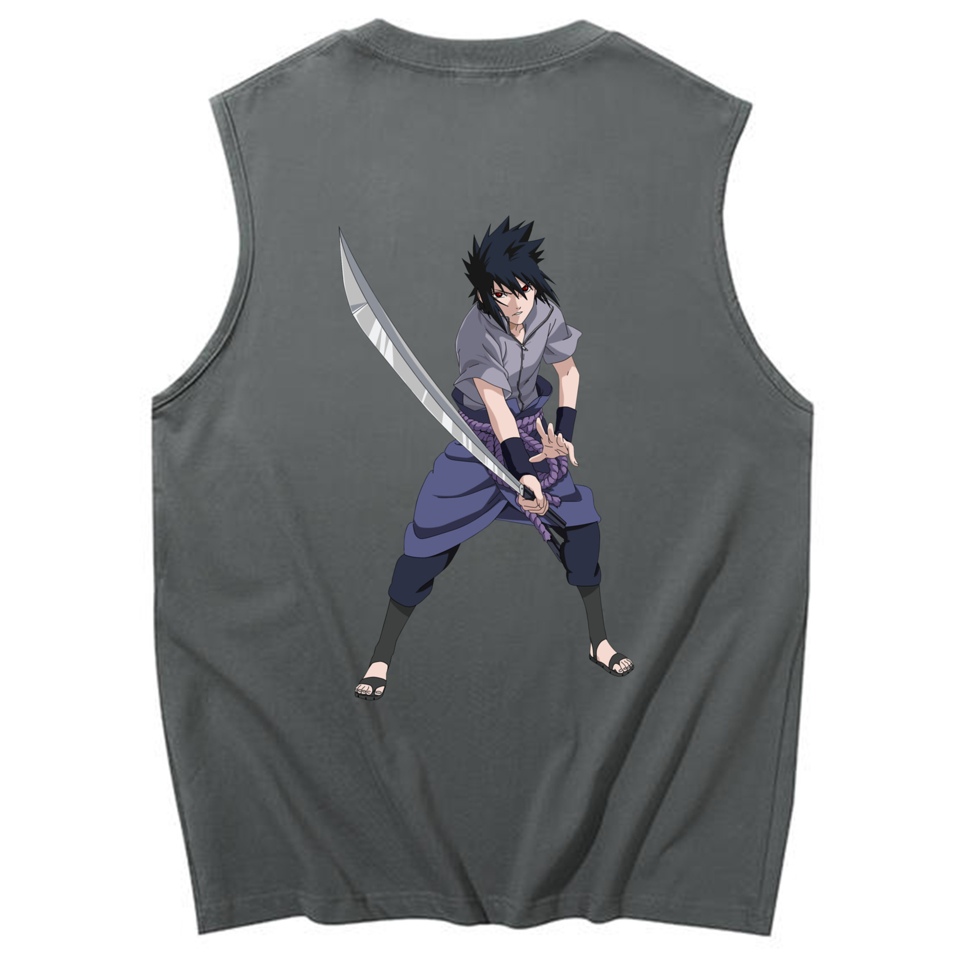 （画像用） NARUTO -ナルト- うちは サスケ Uchiha Sasuke コットン100％タンクトップ（背面プリント）
